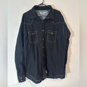 Wrangler Men’s XXL Long Sleeve Snap Button Down Shirt Black Casual Western